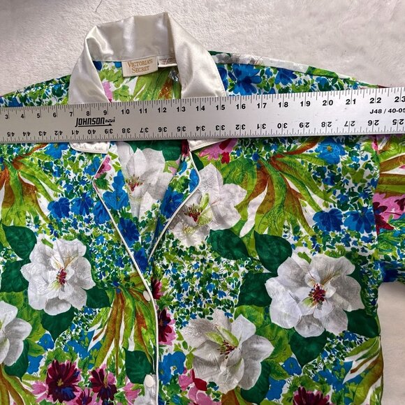 Vintage Victorias Secret Gold Label Floral Satin Pajama Top M/L Button-Up New - Picture 5 of 7